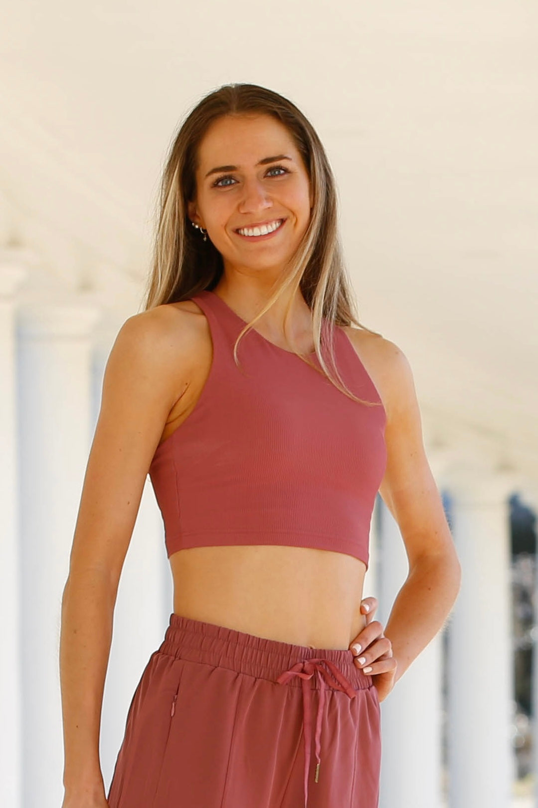 Kella Pocket Crop Top (plumberry ribbed)