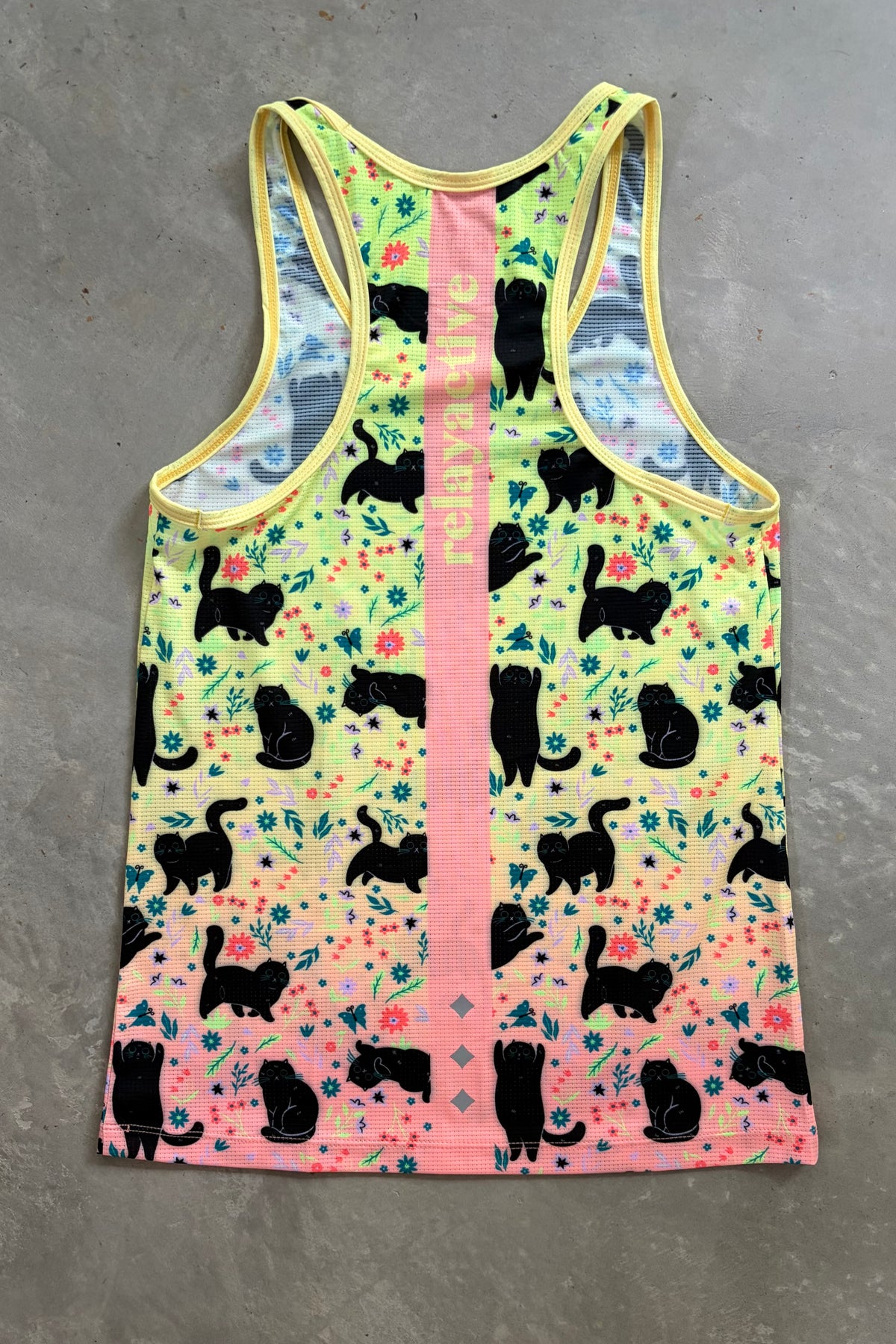 Neon Black Cat Print Singlet