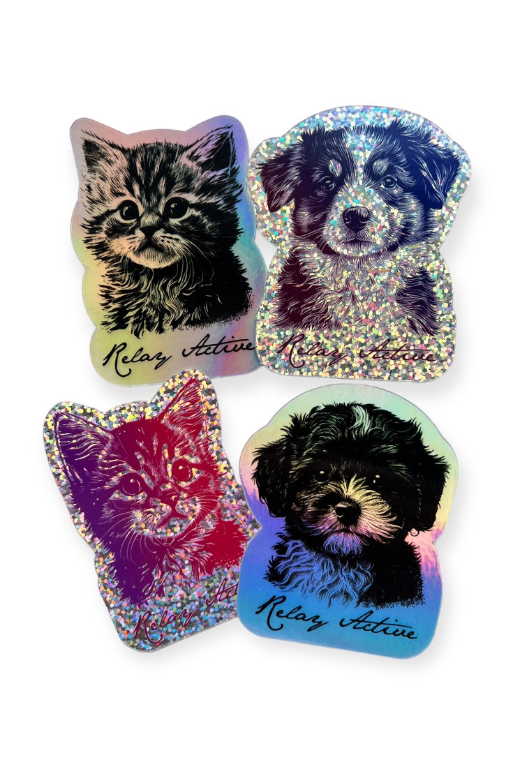 Cats &amp; Dogs Holographic/Glitter Stickers