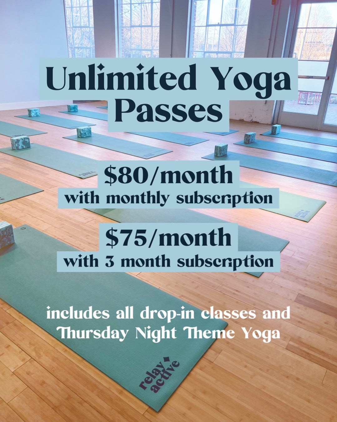 Unlimited Month Yoga Pass (1 month & 3 month subscriptions available)