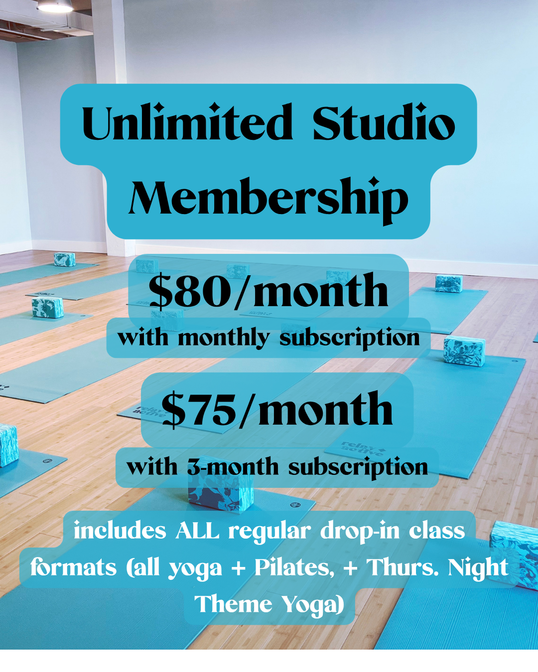 Unlimited Studio Membership (1 month & 3 month subscriptions available)