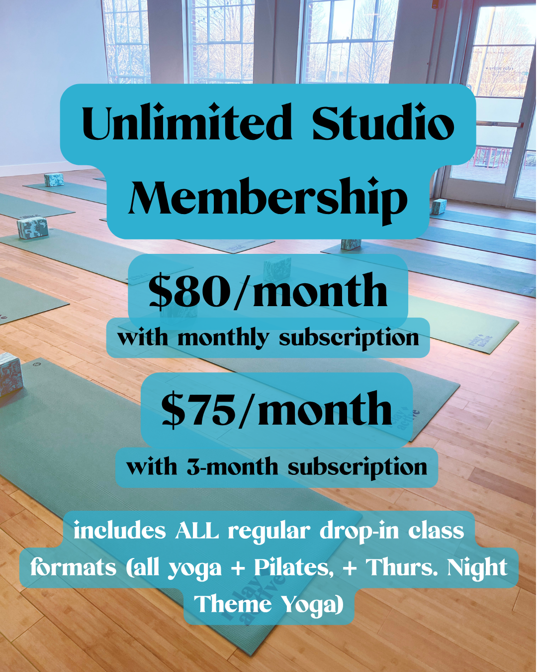 Unlimited Studio Membership (1 month & 3 month subscriptions available)
